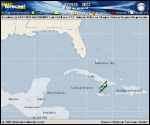Tropical Depression  forecast track map as of National Hurricane Center discussion number 6