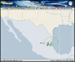 Tropical Depression  forecast track map as of National Hurricane Center discussion number 13