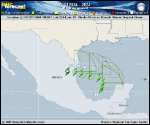 Tropical Depression  forecast track map as of National Hurricane Center discussion number 3