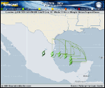 Tropical Depression  forecast track map as of National Hurricane Center discussion number 4