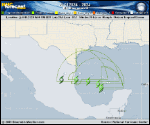 Tropical Depression  forecast track map as of National Hurricane Center discussion number 5