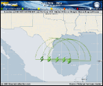 Tropical Depression  forecast track map as of National Hurricane Center discussion number 7