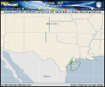 Tropical Depression  forecast track map as of National Hurricane Center discussion number 8
