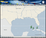 Tropical Depression  forecast track map as of National Hurricane Center discussion number 10