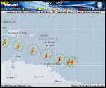 Hurricane Beryl forecast track map as of National Hurricane Center discussion number 10