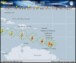 Hurricane Beryl forecast track map as of National Hurricane Center discussion number 13