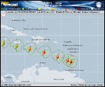 Hurricane Beryl forecast track map as of National Hurricane Center discussion number 14