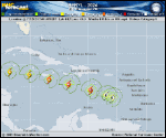 Hurricane Beryl forecast track map as of National Hurricane Center discussion number 16