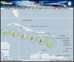 Hurricane Beryl forecast track map as of National Hurricane Center discussion number 17