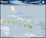 Hurricane Beryl forecast track map as of National Hurricane Center discussion number 18