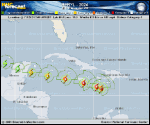 Hurricane Beryl forecast track map as of National Hurricane Center discussion number 20