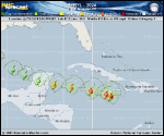 Hurricane Beryl forecast track map as of National Hurricane Center discussion number 22