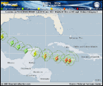 Hurricane Beryl forecast track map as of National Hurricane Center discussion number 23