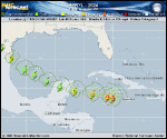 Hurricane Beryl forecast track map as of National Hurricane Center discussion number 24