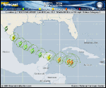 Hurricane Beryl forecast track map as of National Hurricane Center discussion number 25