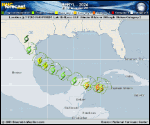 Hurricane Beryl forecast track map as of National Hurricane Center discussion number 27