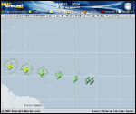 Tropical Storm Beryl forecast track map as of National Hurricane Center discussion number 2