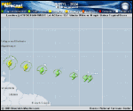 Tropical Storm Beryl forecast track map as of National Hurricane Center discussion number 3