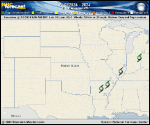 Tropical Depression  forecast track map as of National Hurricane Center discussion number 44