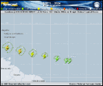 Tropical Storm Beryl forecast track map as of National Hurricane Center discussion number 4