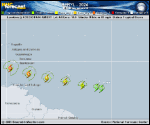 Hurricane Beryl forecast track map as of National Hurricane Center discussion number 5