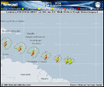 Hurricane Beryl forecast track map as of National Hurricane Center discussion number 8