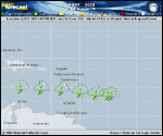 Tropical Storm Bret forecast track map as of National Hurricane Center discussion number 12