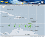 Tropical Storm Bret forecast track map as of National Hurricane Center discussion number 18