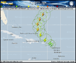 Tropical Storm Ernesto forecast track map as of National Hurricane Center discussion number 10