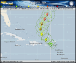 Tropical Storm Ernesto forecast track map as of National Hurricane Center discussion number 11