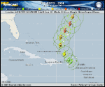 Hurricane Ernesto forecast track map as of National Hurricane Center discussion number 12