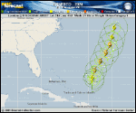 Hurricane Ernesto forecast track map as of National Hurricane Center discussion number 17