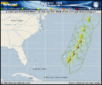 Hurricane Ernesto forecast track map as of National Hurricane Center discussion number 19