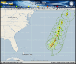 Hurricane Ernesto forecast track map as of National Hurricane Center discussion number 20