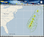 Hurricane Ernesto forecast track map as of National Hurricane Center discussion number 22