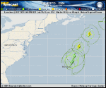 Tropical Storm Ernesto forecast track map as of National Hurricane Center discussion number 27