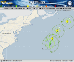 Tropical Storm Ernesto forecast track map as of National Hurricane Center discussion number 28