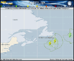 Hurricane Ernesto forecast track map as of National Hurricane Center discussion number 35