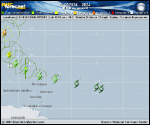 Tropical Depression  forecast track map as of National Hurricane Center discussion number 3