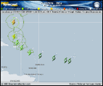 Tropical Depression  forecast track map as of National Hurricane Center discussion number 4