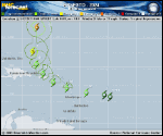 Tropical Storm Ernesto forecast track map as of National Hurricane Center discussion number 5