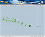 Tropical Depression Seven forecast track map as of National Hurricane Center discussion number 3