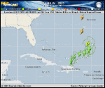 Tropical Storm Franklin forecast track map as of National Hurricane Center discussion number 15