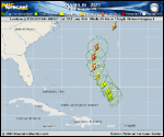 Hurricane Franklin forecast track map as of National Hurricane Center discussion number 25