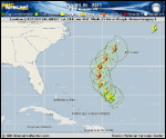 Hurricane Franklin forecast track map as of National Hurricane Center discussion number 28
