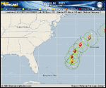 Hurricane Franklin forecast track map as of National Hurricane Center discussion number 34