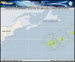 Tropical Depression  forecast track map as of National Hurricane Center discussion number 49