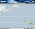 Tropical Storm Hanna forecast track map as of National Hurricane Center discussion number 3