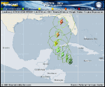 Tropical Depression  forecast track map as of National Hurricane Center discussion number 3