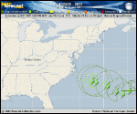Tropical Depression  forecast track map as of National Hurricane Center discussion number 23